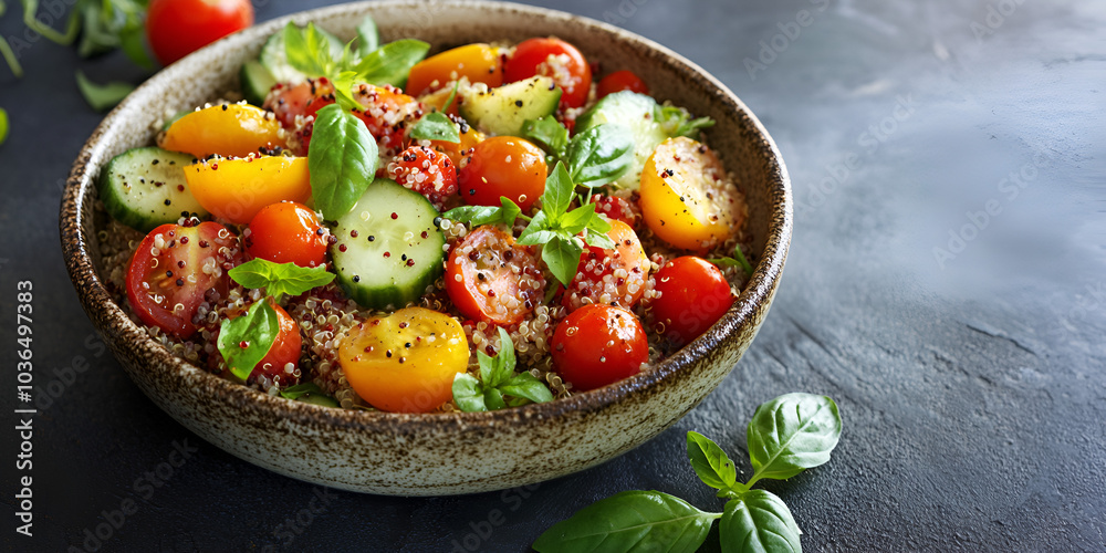 Colorful Mediterranean Salad in Rustic Bowl Colorful Mediterranean Salad in Rustic Bowl