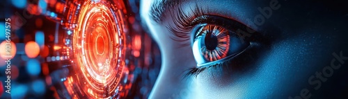 Futuristic digital art of a holographic display, Sci-fi, Technology