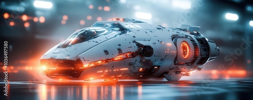 Futuristic digital art of a spaceship in deep space, Sci-fi, Exploration