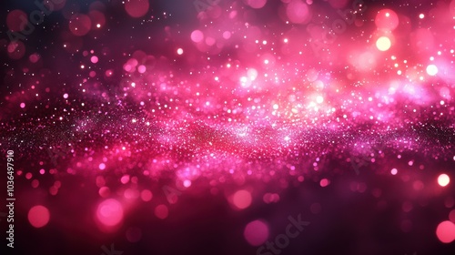 Vibrant pink and purple cosmic background with shimmering particles and lights at night