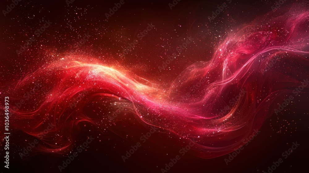Colorful abstract wave of energy floating through space, illuminated by vibrant bursts of light and surrounded by sparkling particles Colorful abstract wave of energy floating through space, illuminated by vibrant bursts of light and surrounded by sparkling particles