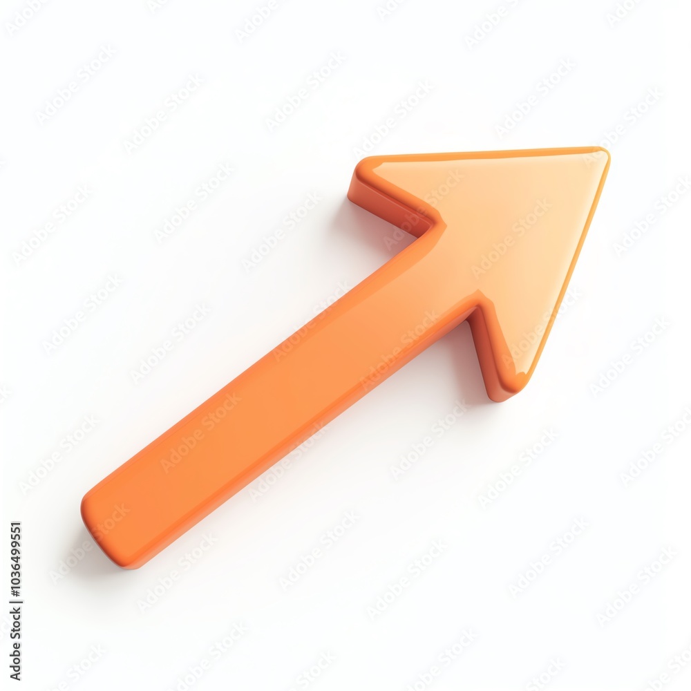 Orange arrow pointing upwards on a white isolated background. Orange arrow pointing upwards on a white isolated background.