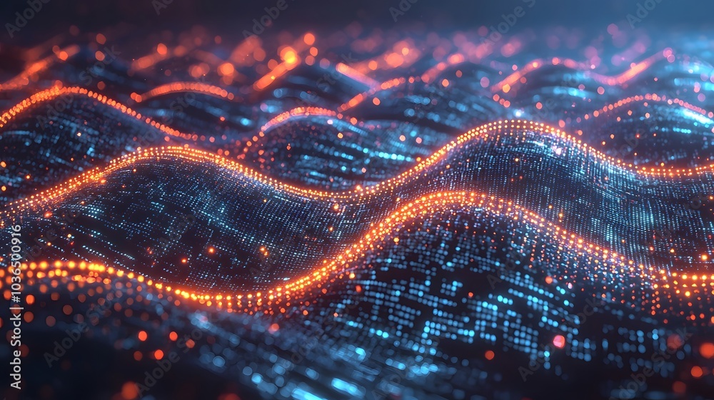 Abstract Cybersecurity Concept With Digital Waves Abstract Cybersecurity Concept With Digital Waves