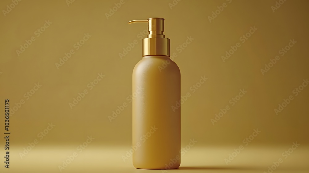 Blank bottle pump mockup with golden accents, perfect for premium cosmetic products Blank bottle pump mockup with golden accents, perfect for premium cosmetic products