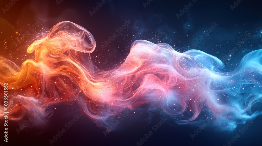 Vibrant abstract swirling clouds of color blend in a stunning display during a digital artwork creation Vibrant abstract swirling clouds of color blend in a stunning display during a digital artwork creation