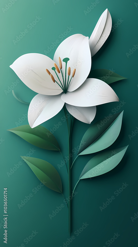 Obraz premium Lilly flower logo 3d vector papercut