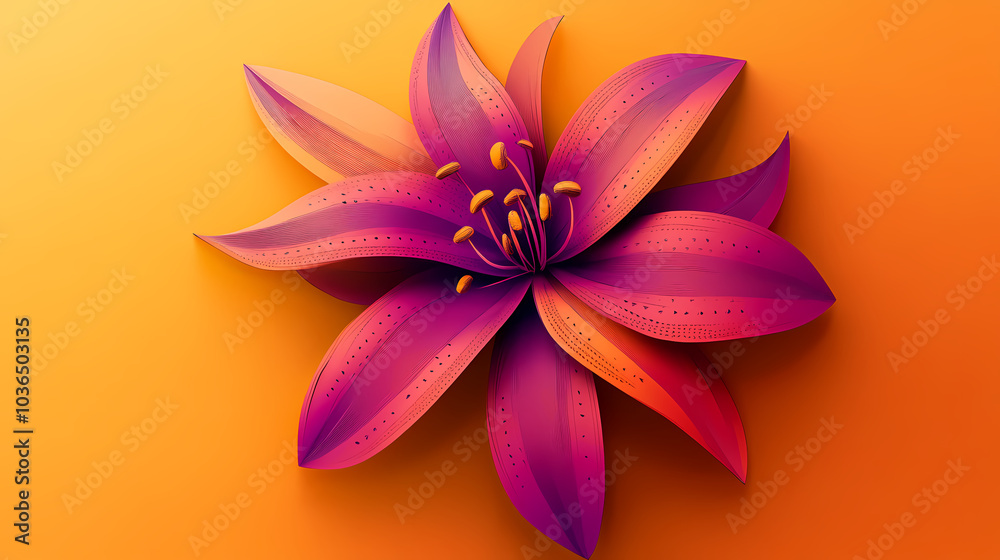 Fototapeta premium Lilly flower logo 3d vector papercut