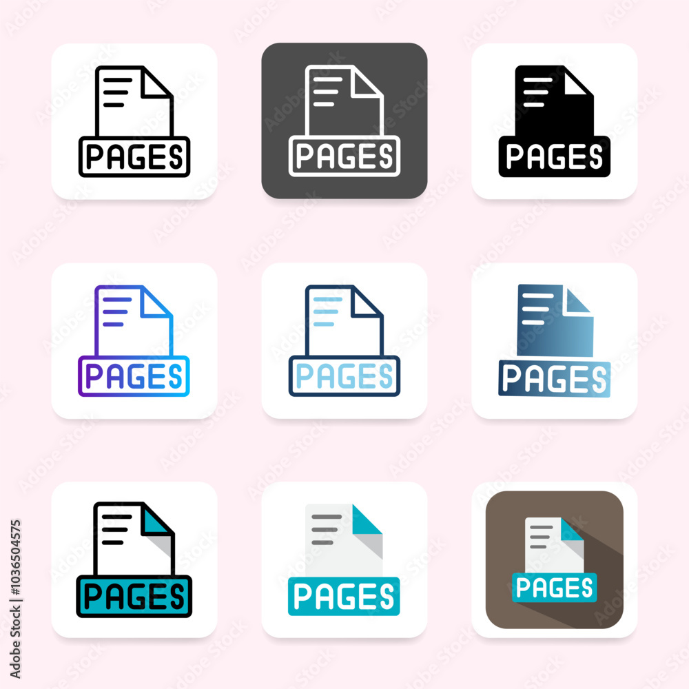 Set pages icons file format, with a consistent design and modern style. Set pages icons file format, with a consistent design and modern style.