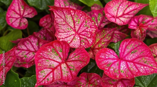 Wallpaper Mural Vibrant Pink Caladium Leaves in Natural Setting Torontodigital.ca