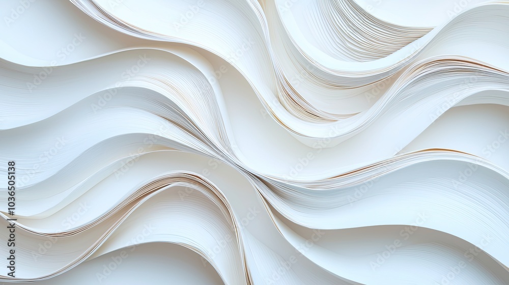 A textured, wave-like pattern in soft white tones, creating a soothing visual effect with subtle highlights.