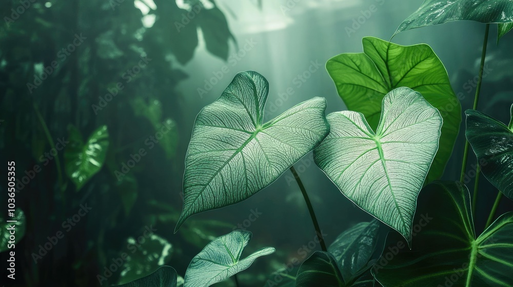 Fototapeta premium Lush Green Heart-Shaped Leaves in Soft Light