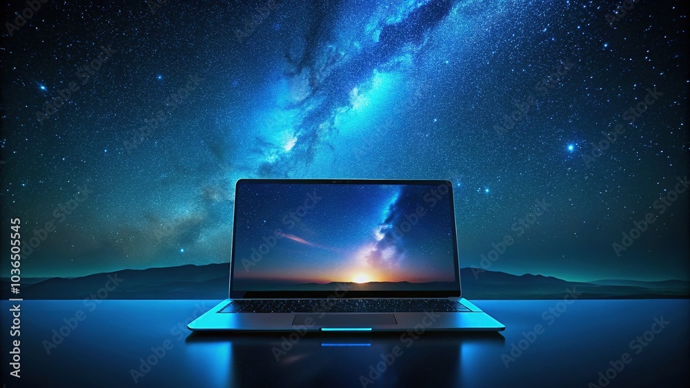 Laptop Outline Night Photography Illustration Laptop Outline Night Photography Illustration