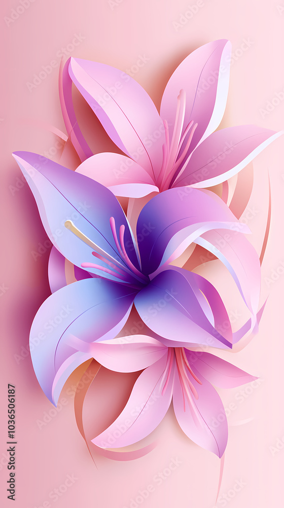 Lilly flower logo 3d vector papercut Lilly flower logo 3d vector papercut