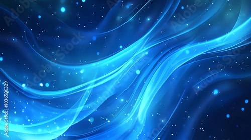 Abstract Blue Swirls and Glimmering Lights