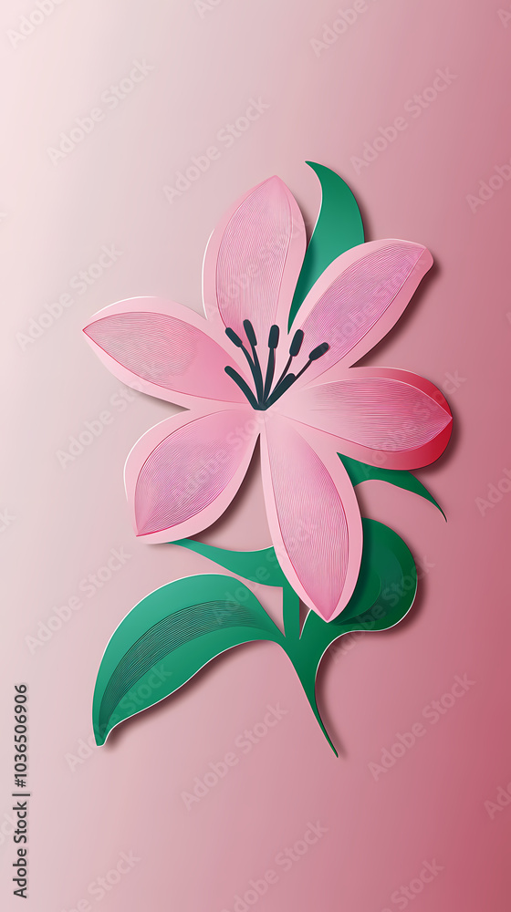 Lilly flower logo 3d vector papercut Lilly flower logo 3d vector papercut