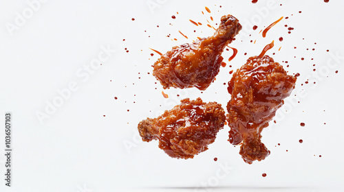 Floating Korean Fried Chicken in Dynamic Composition