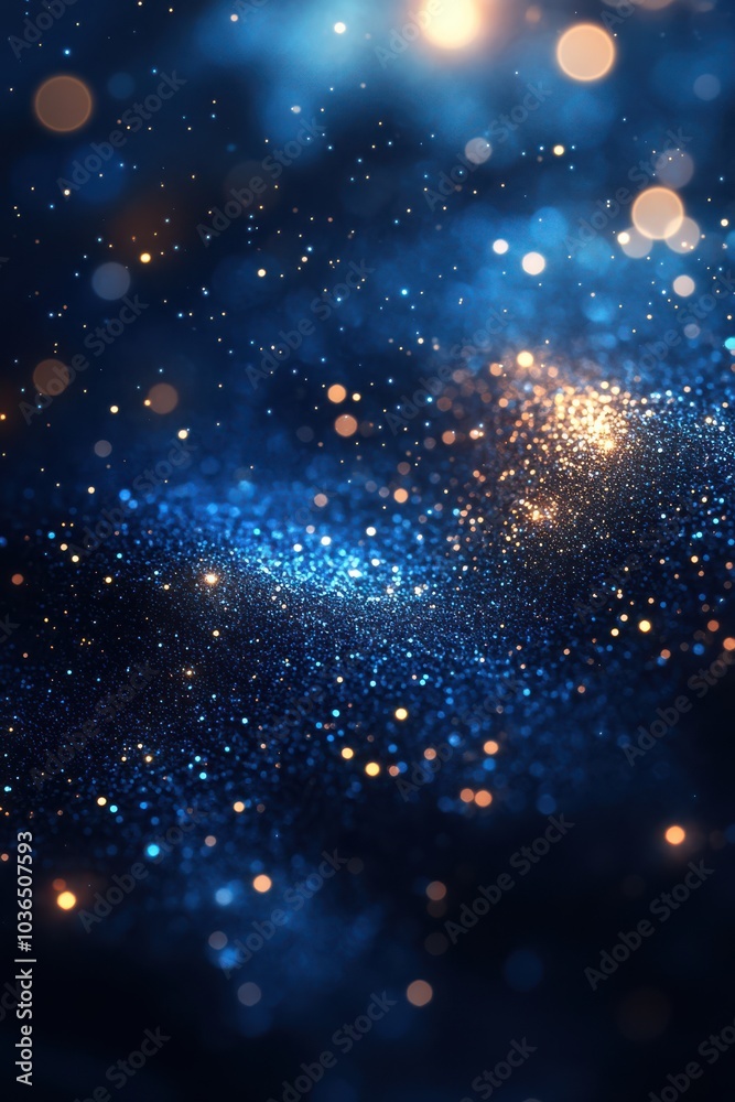 Fototapeta premium Abstract Blue Particle Background with Bokeh Effect