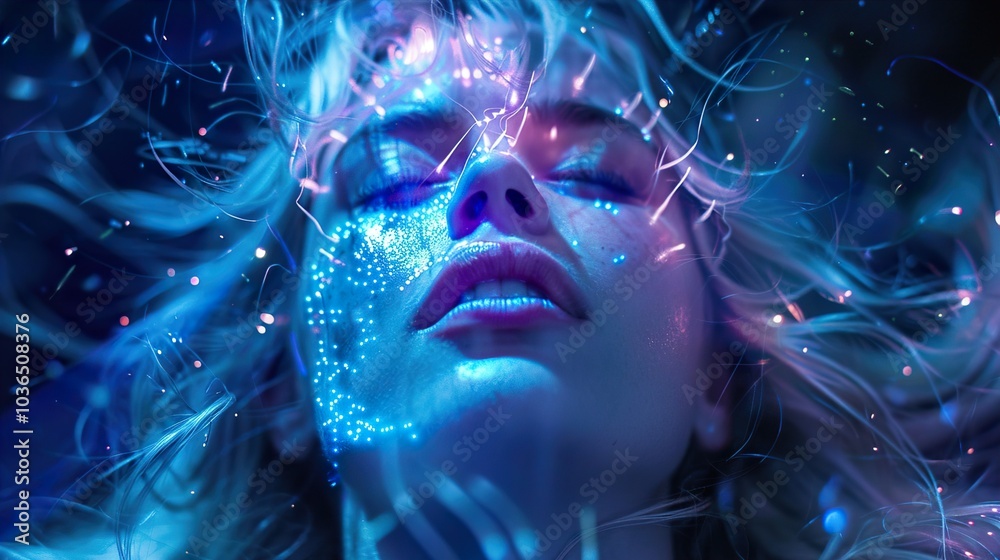 Glowing Woman with Abstract Lights - Dreamy Digital Art Glowing Woman with Abstract Lights - Dreamy Digital Art