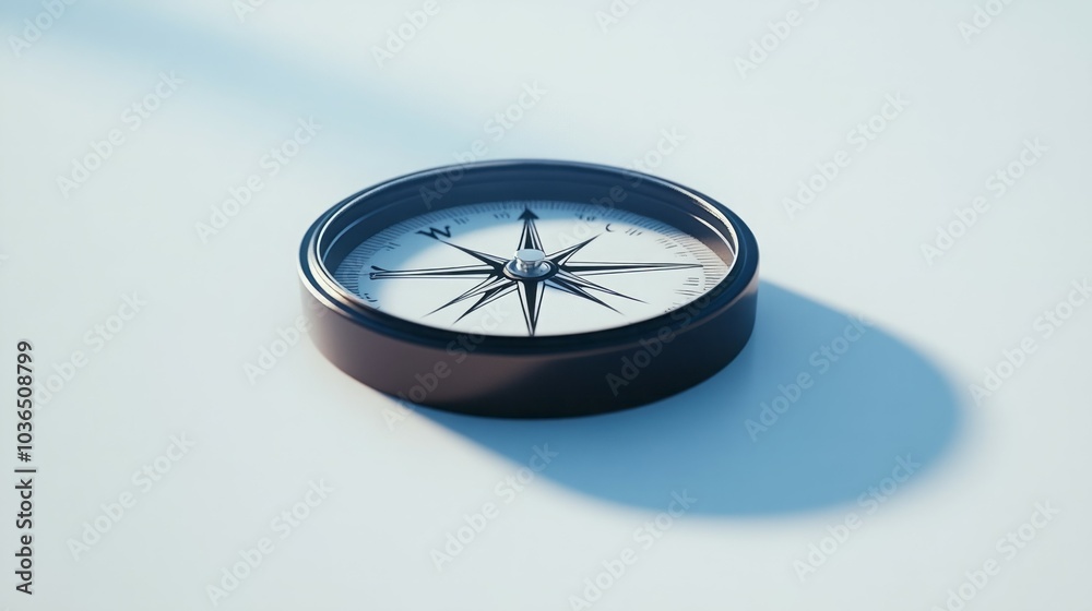 A classic compass sits on a white background, pointing the way. A classic compass sits on a white background, pointing the way.