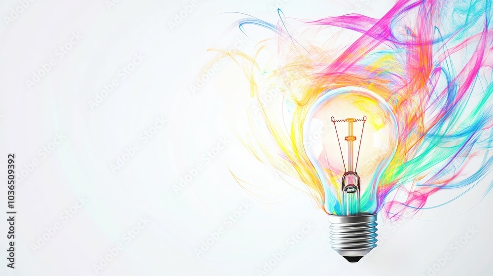Light bulb with colorful smoke around it. Light bulb with colorful smoke around it.