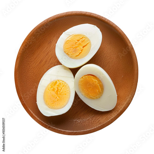 Boiled egg on  background top view transparent background photo