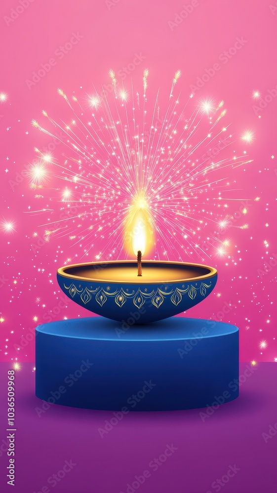 Banner design for diwali festival and podium,Diwali light decoration candle with fireworks,Stage,Product display Showcase design sparkle background,Deepavali,Dipavali,3D podium illustration. Banner design for diwali festival and podium,Diwali light decoration candle with fireworks,Stage,Product display Showcase design sparkle background,Deepavali,Dipavali,3D podium illustration.