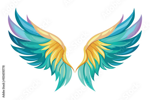 Angel Wings Watercolor Illustration – High-Quality Digital Painting on White Background