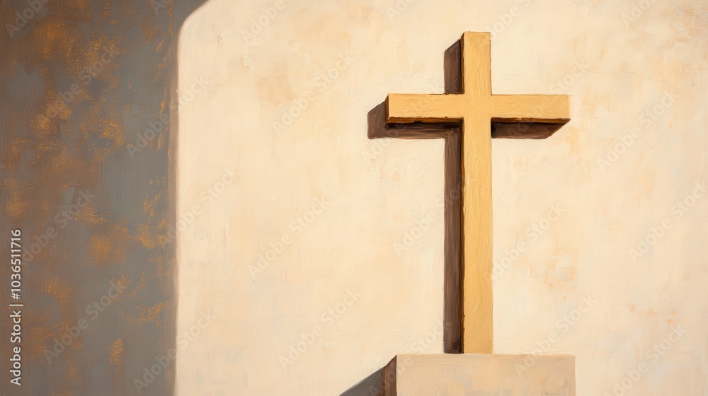 Close up of a Radiant Cross Bathed in Golden Light Inside a Serene Hallowed Church Sanctuary Symbolizing the Hope and Devotion of Faith Close up of a Radiant Cross Bathed in Golden Light Inside a Serene Hallowed Church Sanctuary Symbolizing the Hope and Devotion of Faith