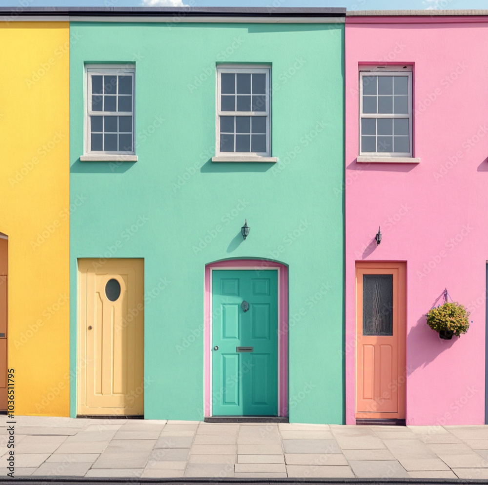 old house in island, colour with flat pastel colours old house in island, colour with flat pastel colours