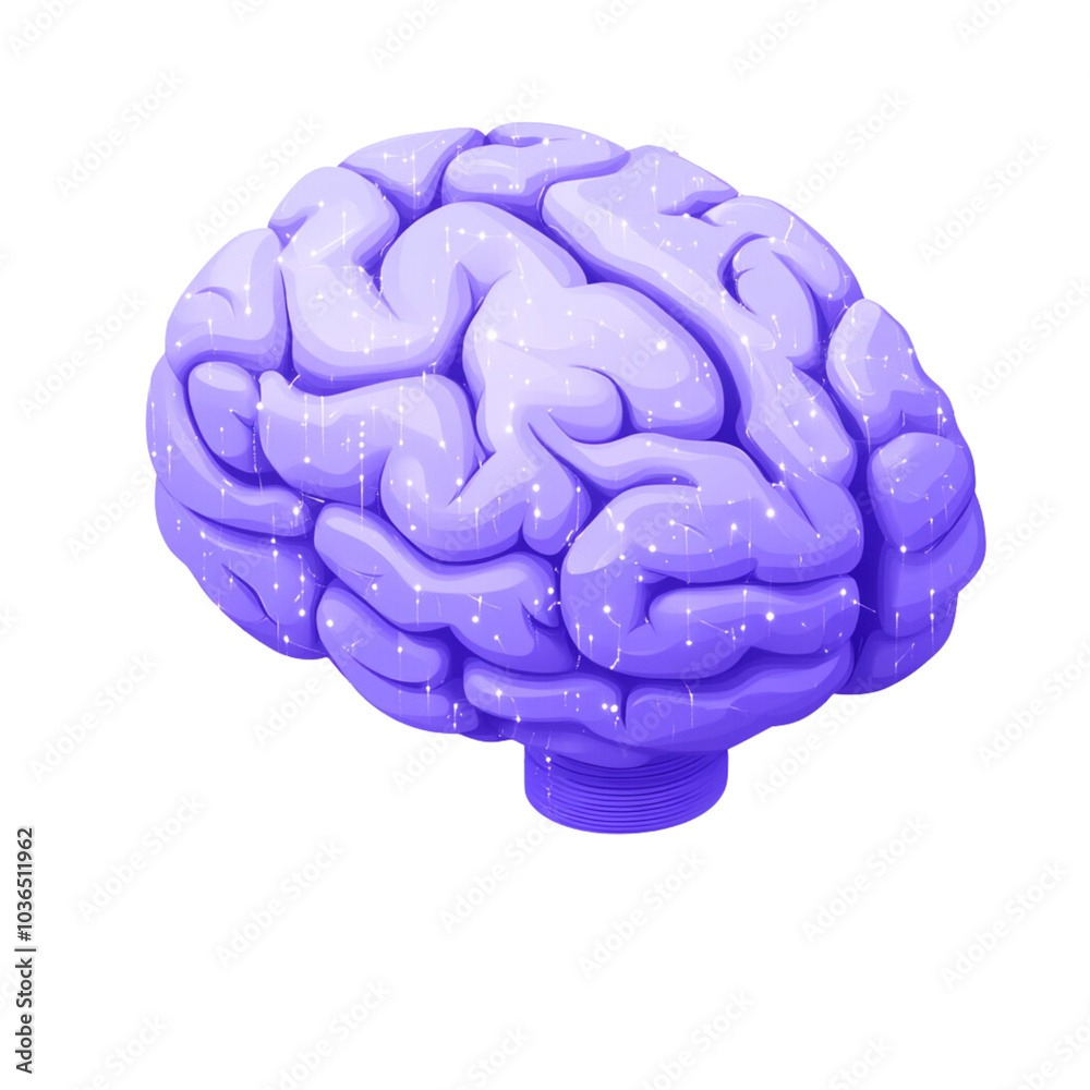 a brain set against a transparent background. The stark contrast highlights the details and texture of the brain. a brain set against a transparent background. The stark contrast highlights the details and texture of the brain.