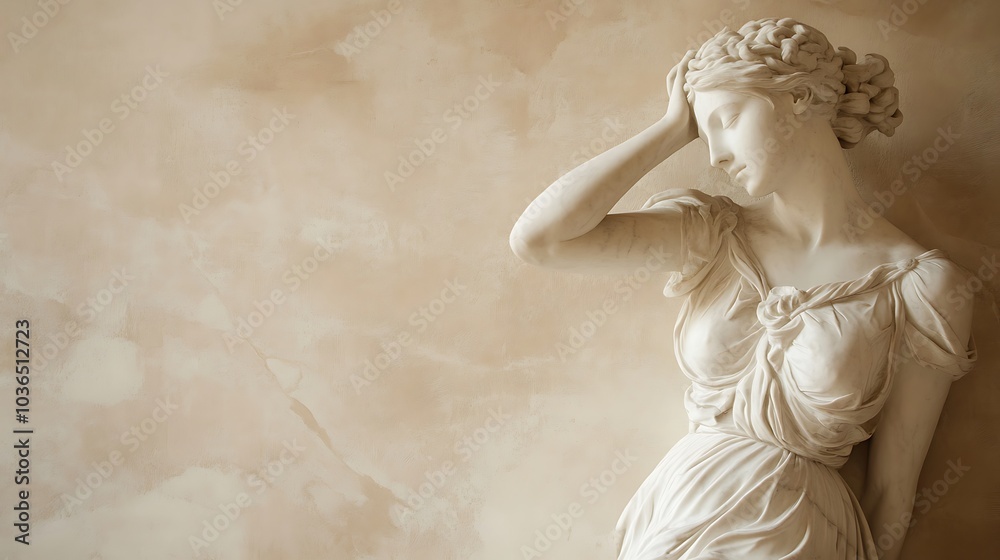 Naklejka premium Marble Statue of a Woman in a Soft Pose