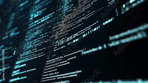Software Code on a Digital Screen. 