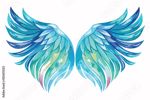 Angel Wings Watercolor Illustration – High-Quality Digital Painting on White Background