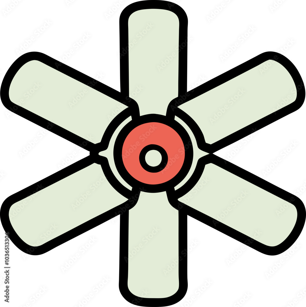 Ceiling fan icon with yellow and blue blades in a simple modern flat design, 간단하고 현대적인 플랫 디자인의 노란색과 파란색 날개로 표현된 천장 선풍기 아이콘 Ceiling fan icon with yellow and blue blades in a simple modern flat design, 간단하고 현대적인 플랫 디자인의 노란색과 파란색 날개로 표현된 천장 선풍기 아이콘