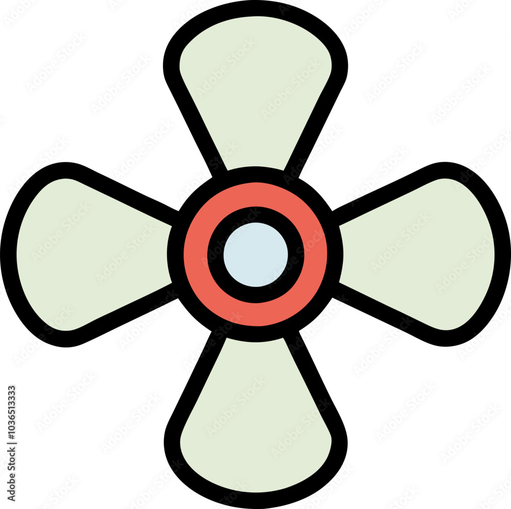 Ceiling fan icon with yellow and blue blades in a simple modern flat design, 간단하고 현대적인 플랫 디자인의 노란색과 파란색 날개로 표현된 천장 선풍기 아이콘 Ceiling fan icon with yellow and blue blades in a simple modern flat design, 간단하고 현대적인 플랫 디자인의 노란색과 파란색 날개로 표현된 천장 선풍기 아이콘