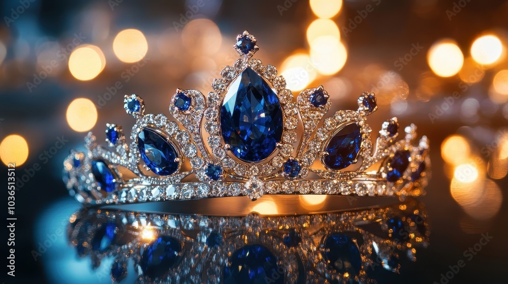 Elegant Sapphire Tiara with Sparkling Gems