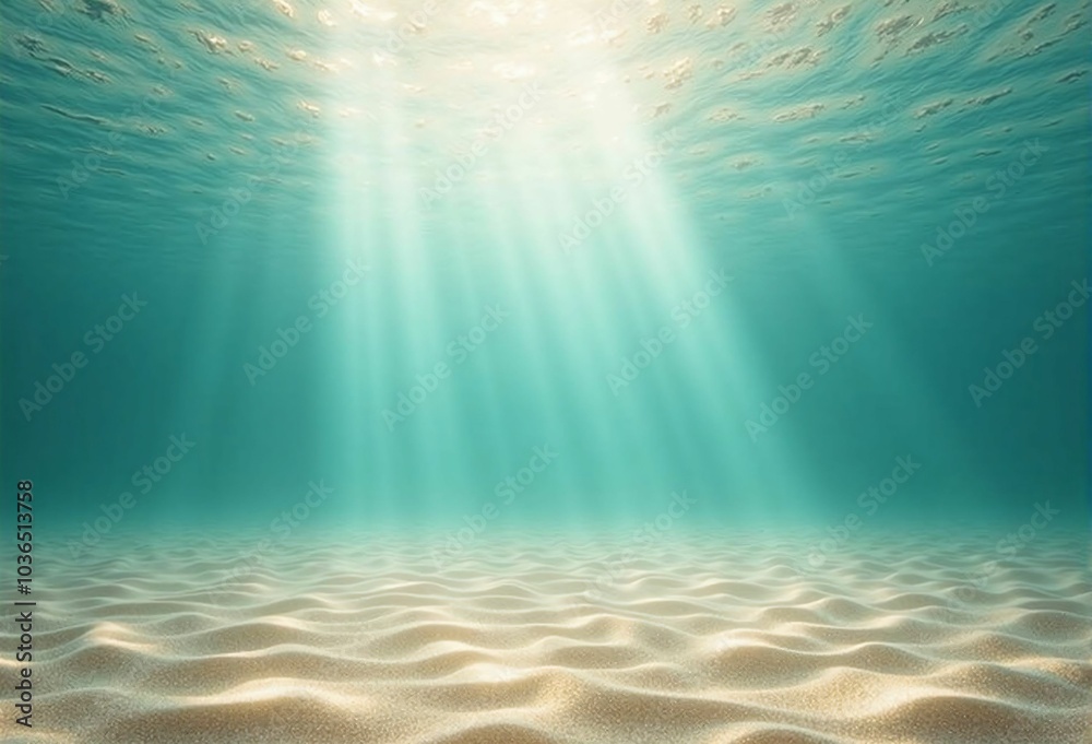 Tropical Underwater Scene - Sunlight Streaming Through Clear Blue Sea and Beautiful Sand Tropical Underwater Scene - Sunlight Streaming Through Clear Blue Sea and Beautiful Sand