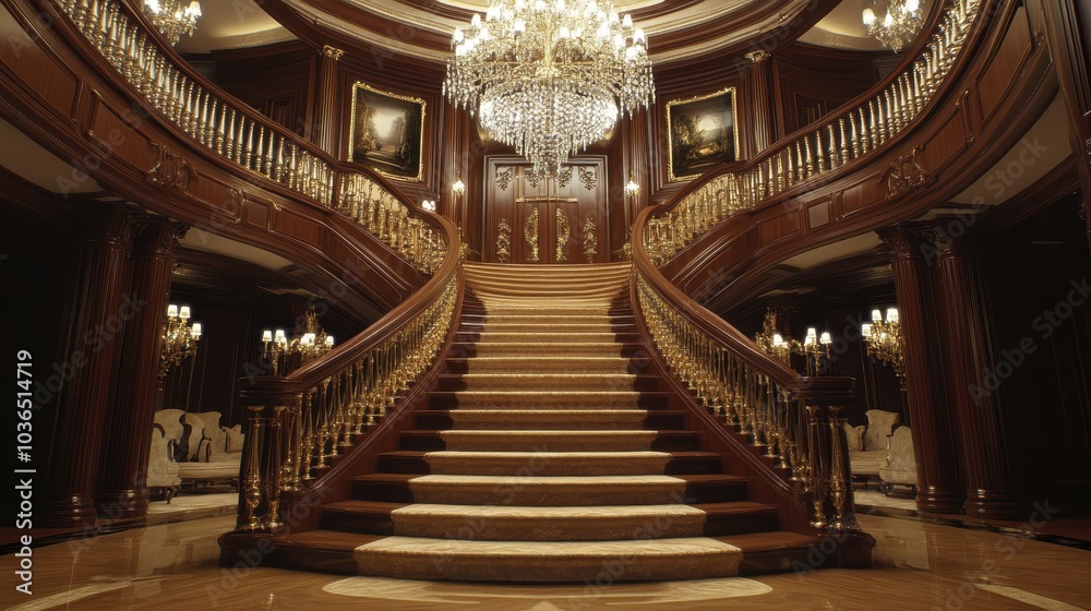 Obraz premium Elegant Grand Staircase in Luxurious Interior Space