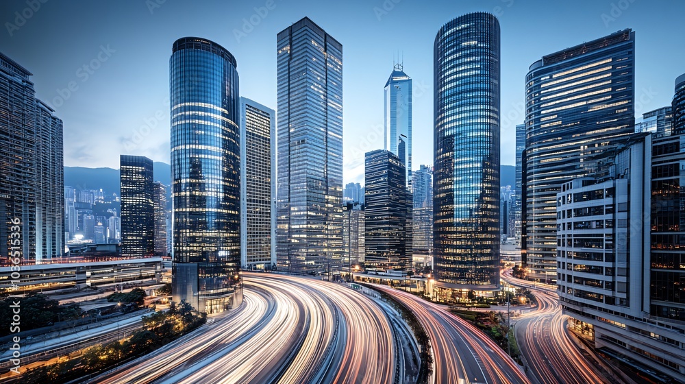 A panoramic view of a modern city skyline with a busy highway in the foreground. The city is illuminated by the setting sun, creating a beautiful and vibrant scene. A panoramic view of a modern city skyline with a busy highway in the foreground. The city is illuminated by the setting sun, creating a beautiful and vibrant scene.