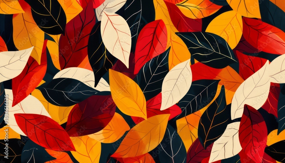 Colorful Leaves: Abstract, Vibrant Leaves in Bright, Bold Colors on a Light Background Colorful Leaves: Abstract, Vibrant Leaves in Bright, Bold Colors on a Light Background