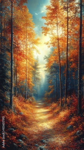 Autumn Forest Path Illustration