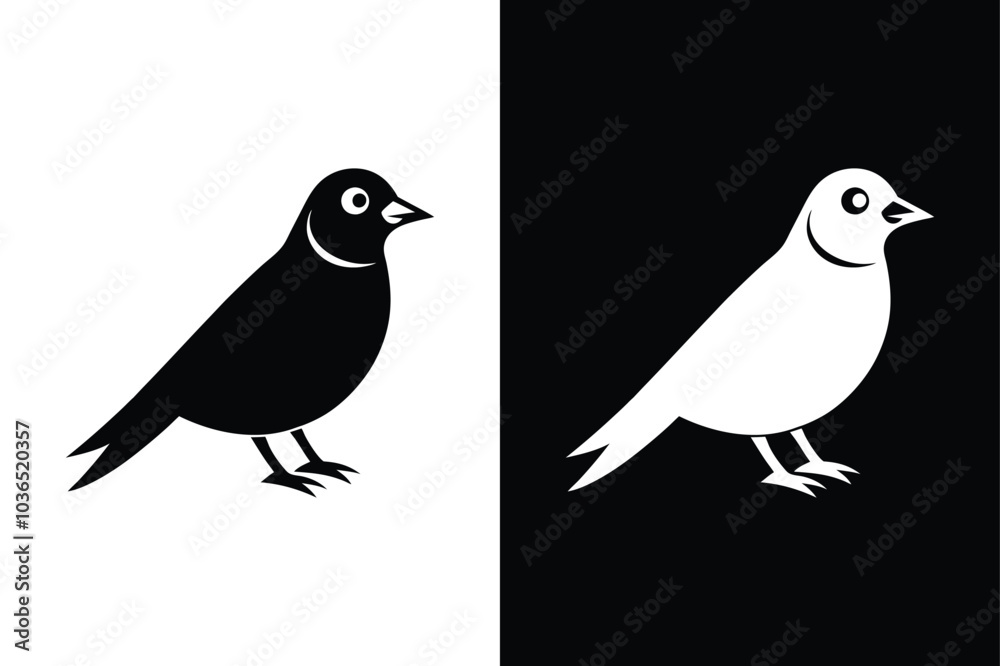 Obraz premium Modern Bird Icon. Black Silhouettes and Vector Elements for Design