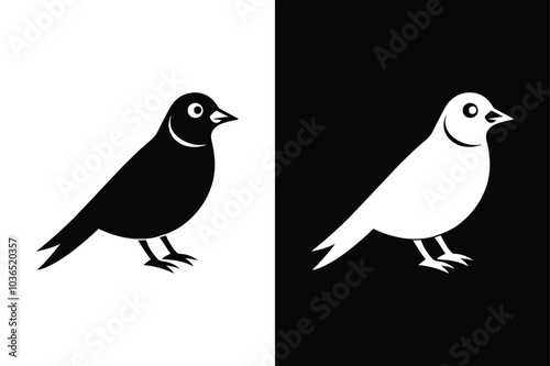 Modern Bird Icon. Black Silhouettes and Vector Elements for Design photo