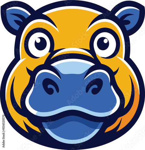 Cute Cartoon Hippopotamus Mascot Logo Design