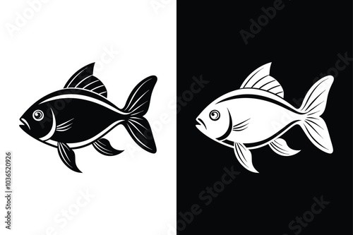 Minimalist Fish Vector Icons. Flat Sign Designs for Food Apps and Websites