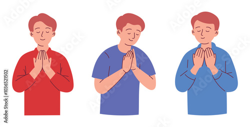 People Praying to God with Hand for Praying Gesture