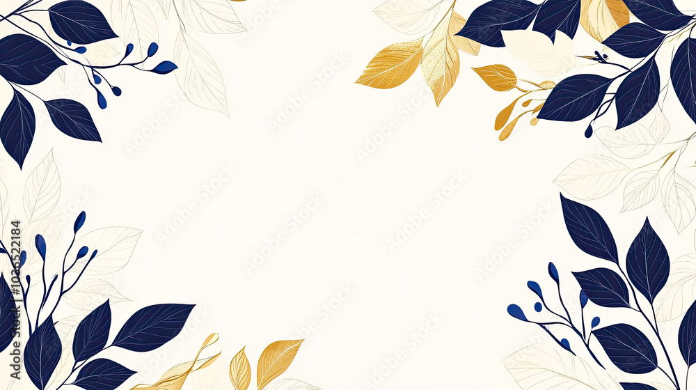 A frame composed of blue leaves on a white background A frame composed of blue leaves on a white background