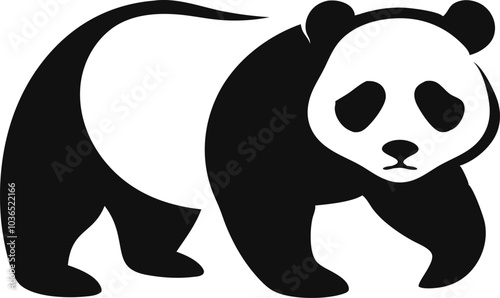 Black and White Silhouette of a Panda Bear