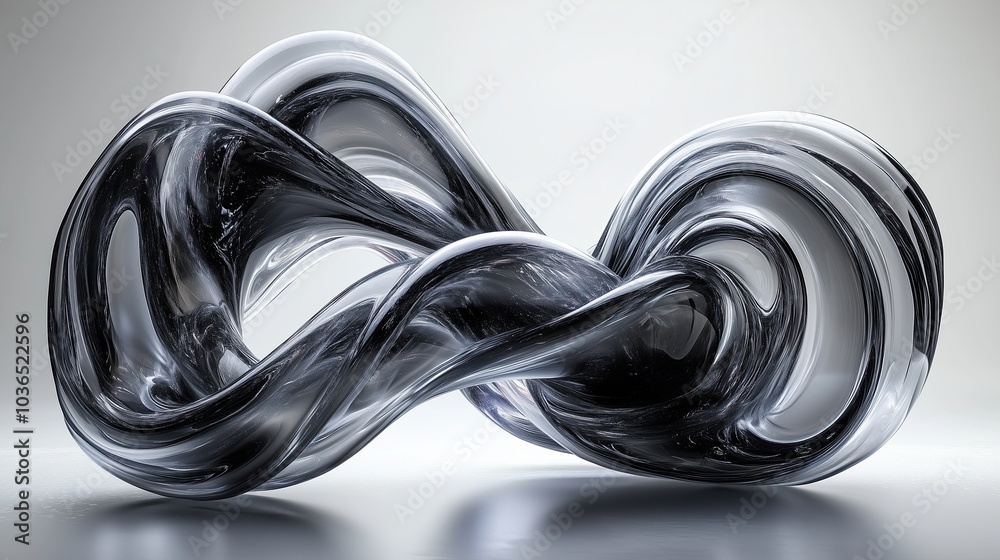 Abstract twisted metallic liquid shape with chrome like texture and glossy Abstract twisted metallic liquid shape with chrome like texture and glossy