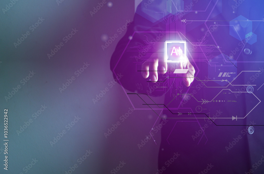 Obraz premium The concept of artificial intelligence technology. Mobile phones